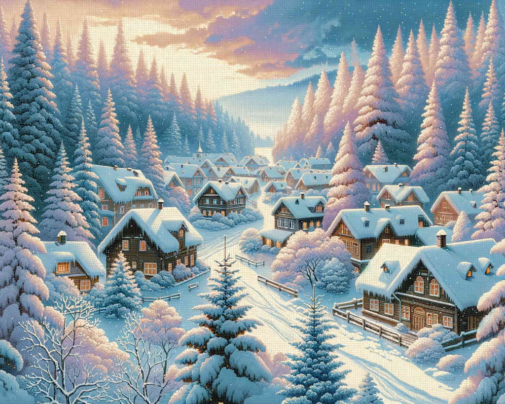 Paint by Numbers - Winter city in the forest