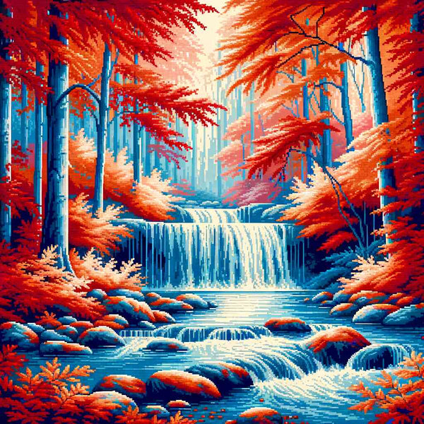 Paint by Numbers - Autumn Forest Waterfall