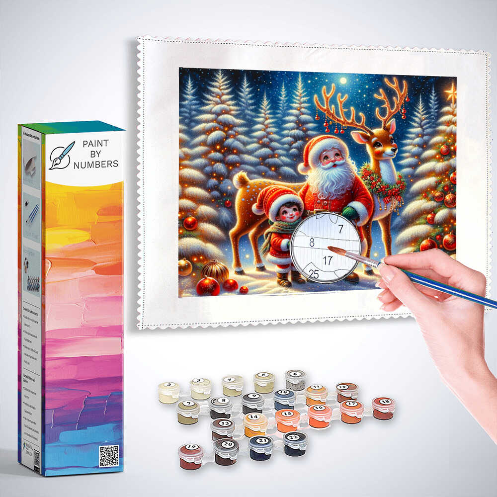 Santa Claus with moose - Paint by Numbers