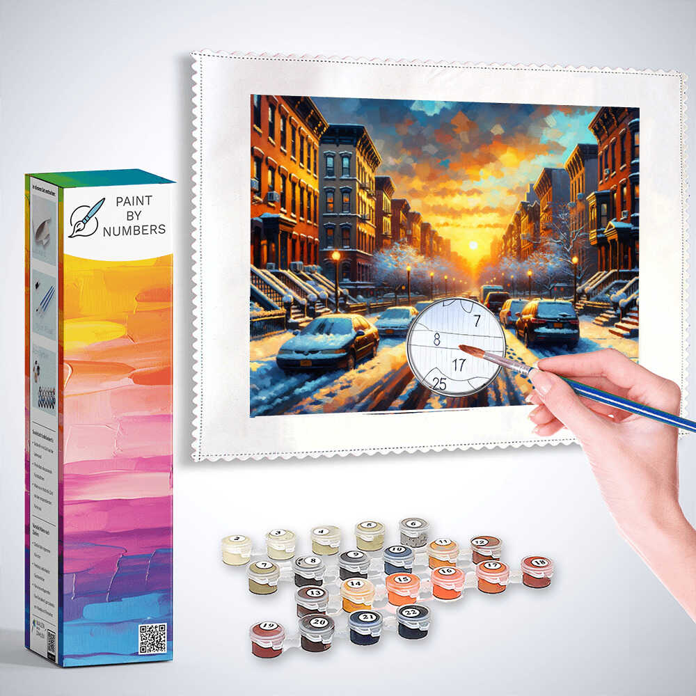 Winter landscape, streets - Paint by Numbers