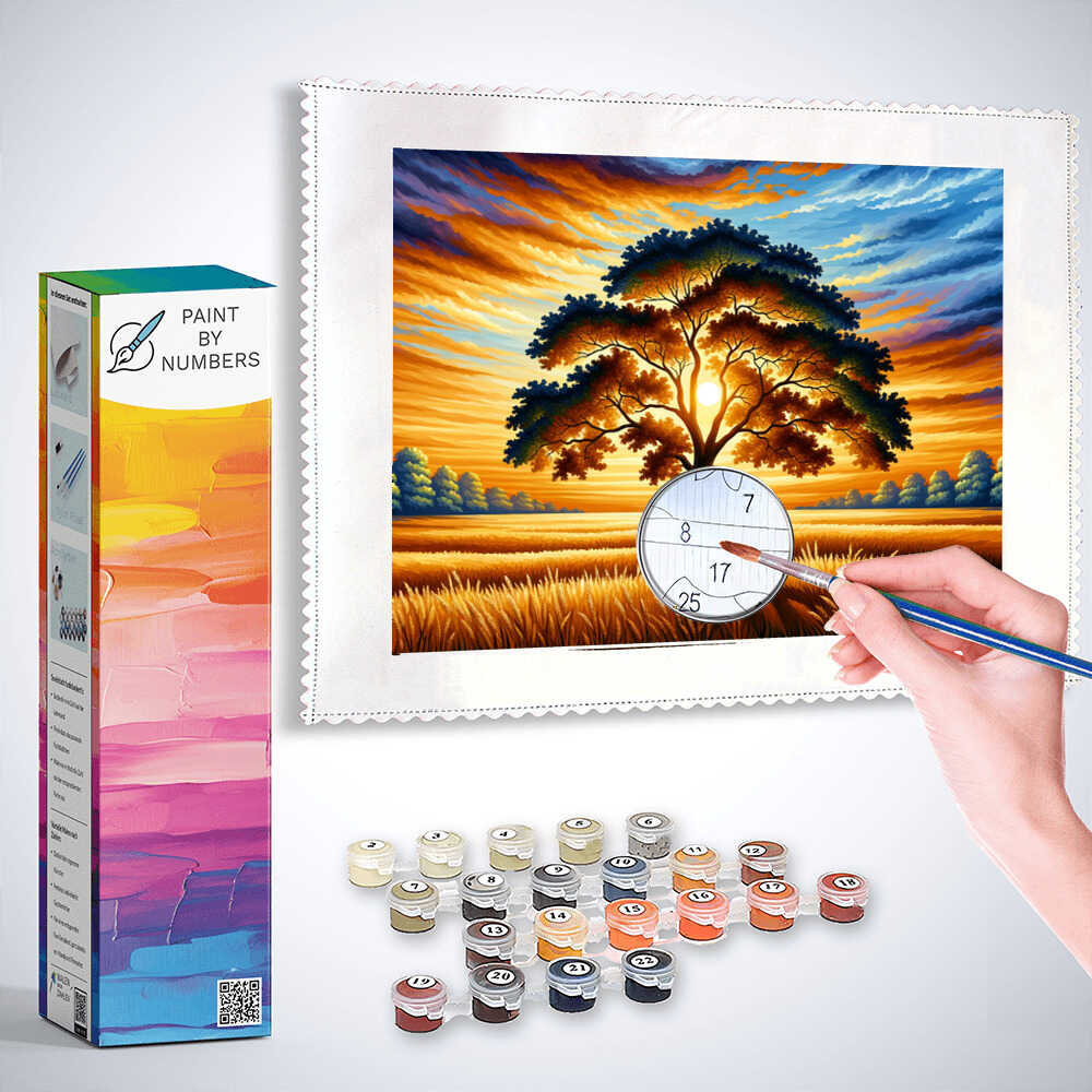 Paint by Numbers - Dream tree, sunset