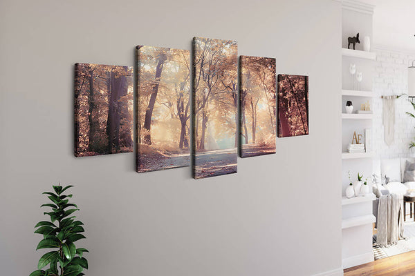 Malen nach Zahlen 5 teilig - Allee im Herbstlicht - hochwertige Leinwand - multi5, neue_bilder