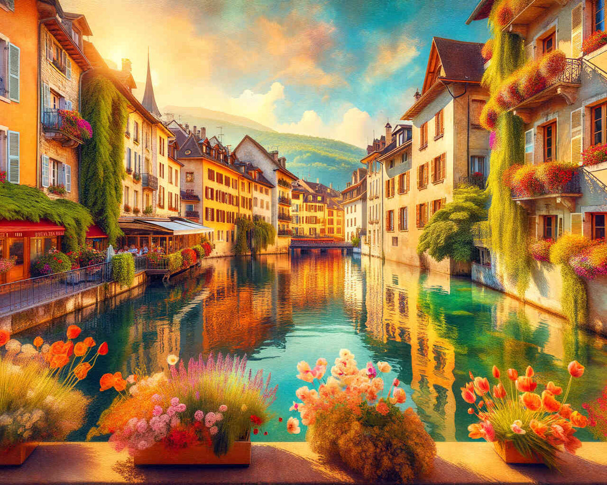 Annecy in France, sunshine - Paint by Numbers