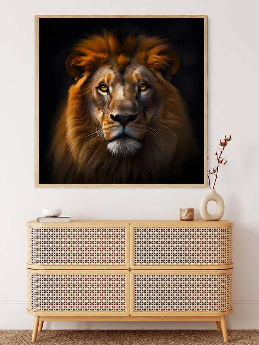 Diamond Painting - Löwe frontaler Blick - gedruckt in Ultra-HD - Löwe, Neu eingetroffen, Quadratisch, Tiere