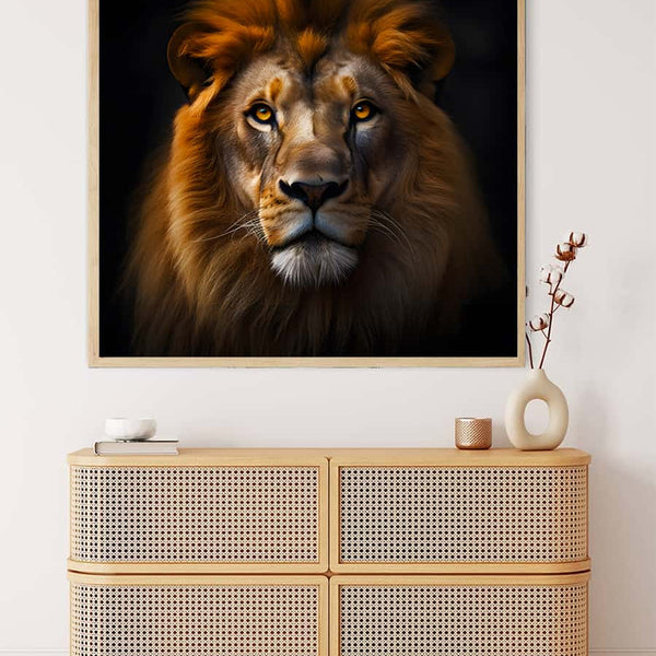 Diamond Painting - Löwe frontaler Blick - gedruckt in Ultra-HD - Löwe, Neu eingetroffen, Quadratisch, Tiere