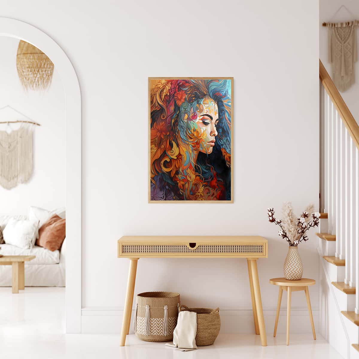 Malen nach Zahlen - Junge Frau mit Blumenhaar - hochwertige Leinwand - abstrakt, Bestseller, menschen, Neu eingetroffen, neue_bilder, startbestseller, vertikal