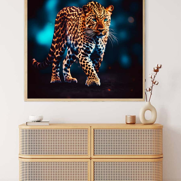 Malen nach Zahlen - Leopard Frontal laufend - hochwertige Leinwand - 170523, Leopard, Neu eingetroffen, Quadratisch, Tiere