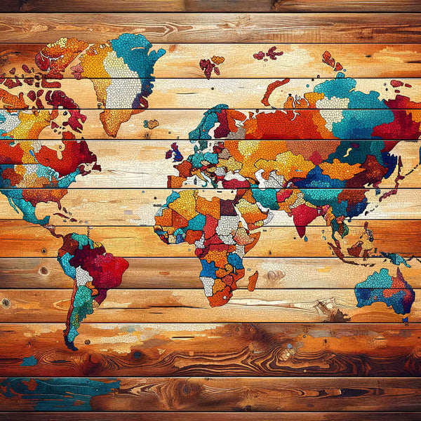 Paint by Numbers - Wooden world map