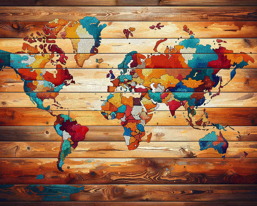 Paint by Numbers - Wooden world map