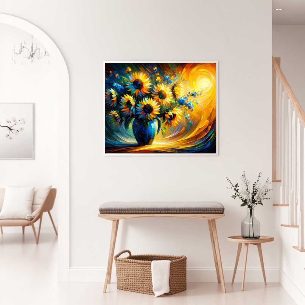 Sunflowers in blue vase - Paint by Numbers