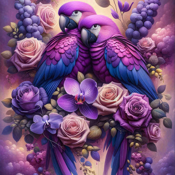 Paint by Numbers - Purple Parrot Pair