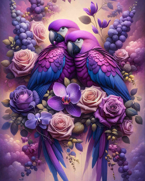 Paint by Numbers - Purple Parrot Pair