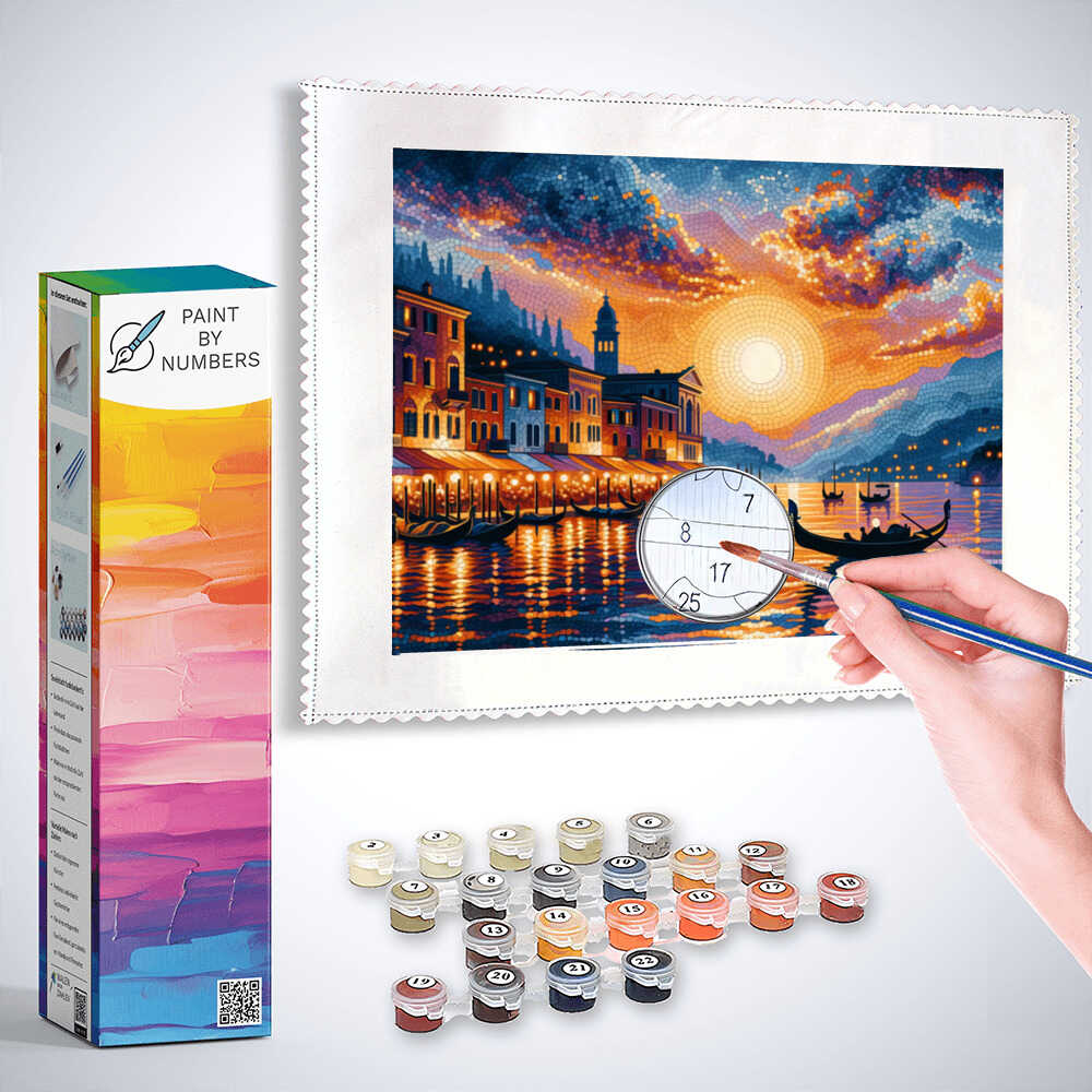 City by the sea, sunset Paint by Numbers