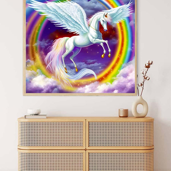 AB Diamond Painting - Fliegendes Einhorn im Regenbogen - gedruckt in Ultra-HD - AB Diamond, Einhorn, Fantasy, Kinder, Neu eingetroffen, Quadratisch