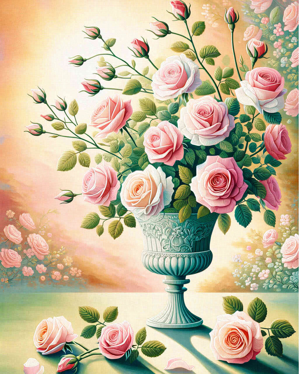 Flower vase, Pink - Paint by Numbers