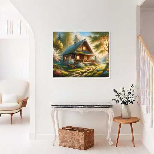 Cottage with trees - Paint by Numbers