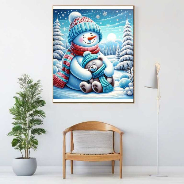 Paint by Numbers - Snowman and bear, friends