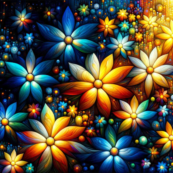 Paint by Numbers - Colorful Flowers on Black