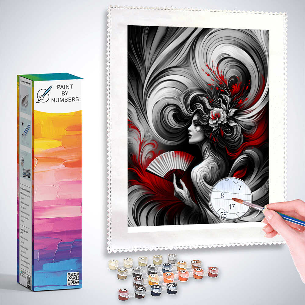 Paint by Numbers - Woman Black and White and Red