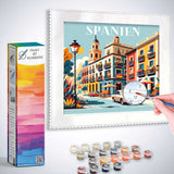 Paint by Numbers - Mediterranean joy of life with vibrant buildings, colorful paints, and a relaxing city scene