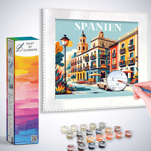 Paint by Numbers - Mediterranean joy of life with vibrant buildings, colorful paints, and a relaxing city scene