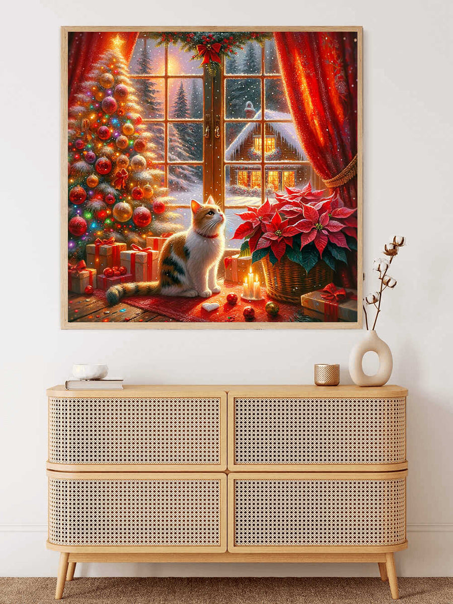 Paint by Numbers - Christmas, cat in front of window