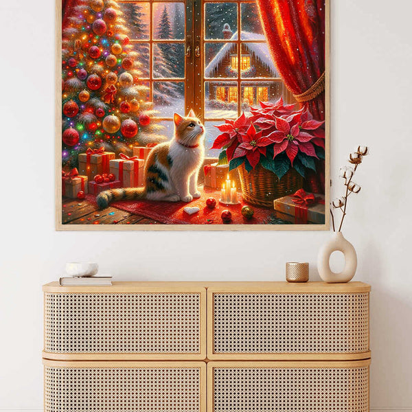 Paint by Numbers - Christmas, cat in front of window