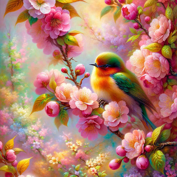 Paint by Numbers - Bird on Cherry Tree Bast