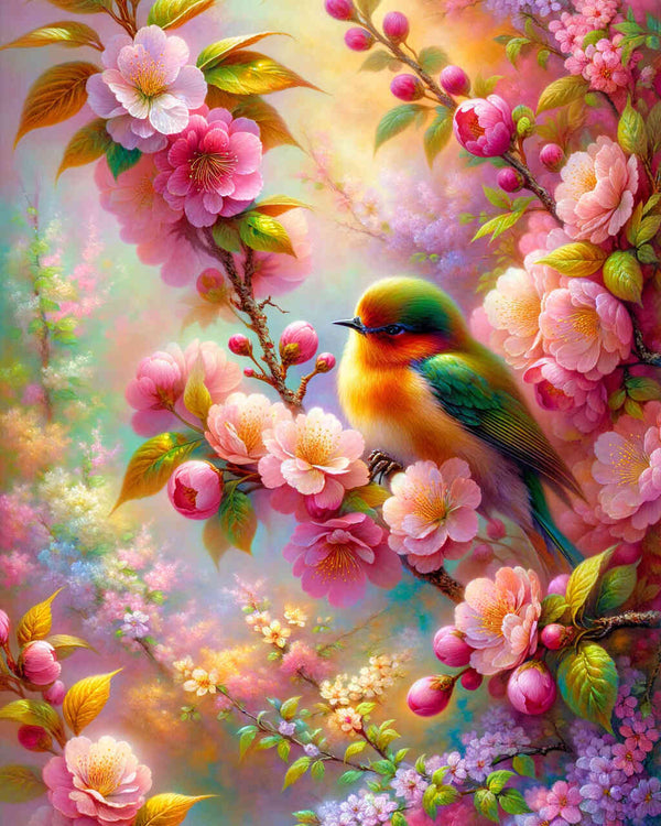 Paint by Numbers - Bird on Cherry Tree Bast
