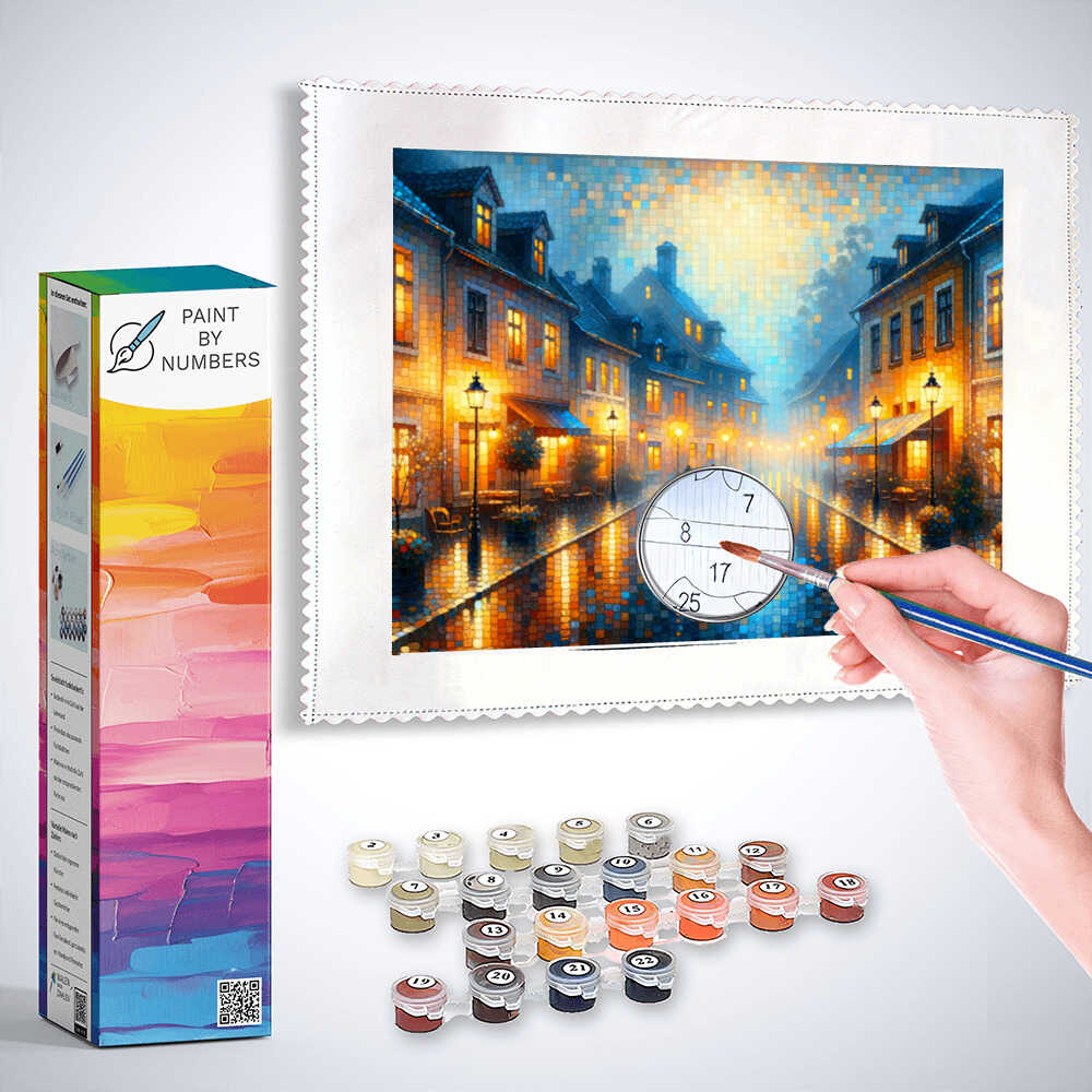 Paint by Numbers - Small rainy city
