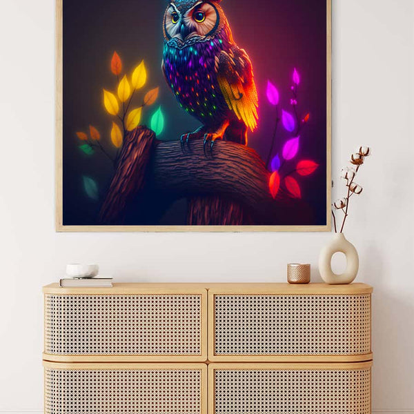 AB Diamond Painting - Eule im Lichtermeer - gedruckt in Ultra-HD - AB Diamond, Eule, Neu eingetroffen, Quadratisch, Tiere