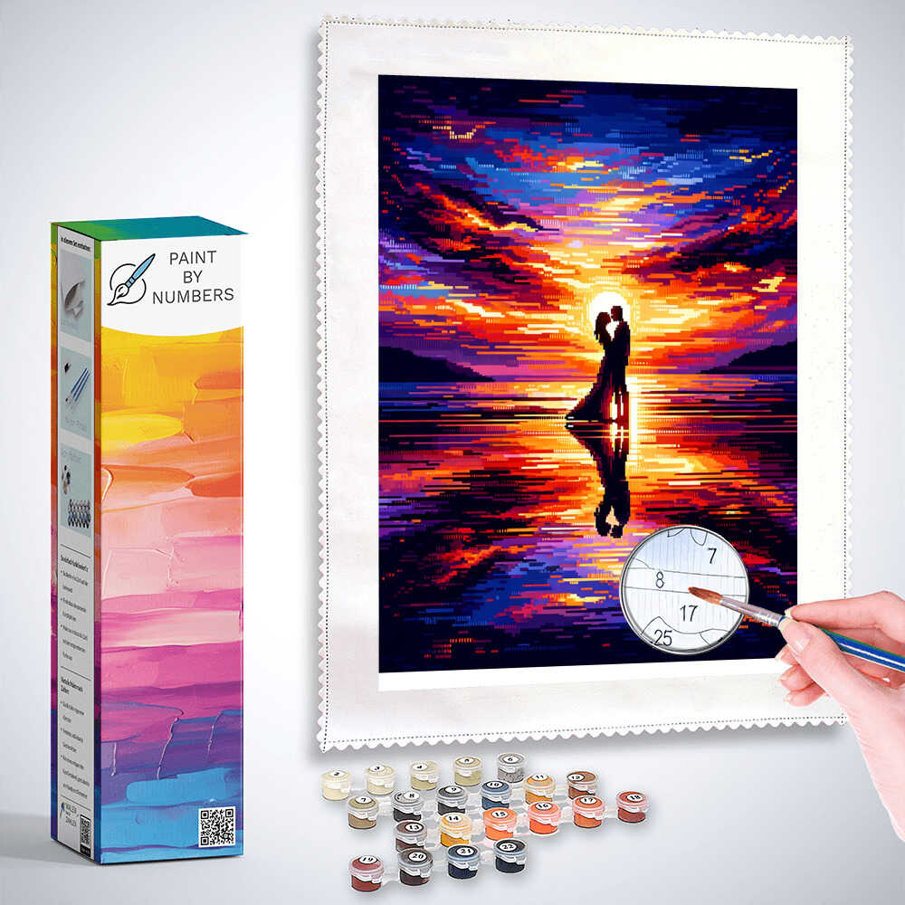 Paint by Numbers - Love Heart in the Sand Sunset