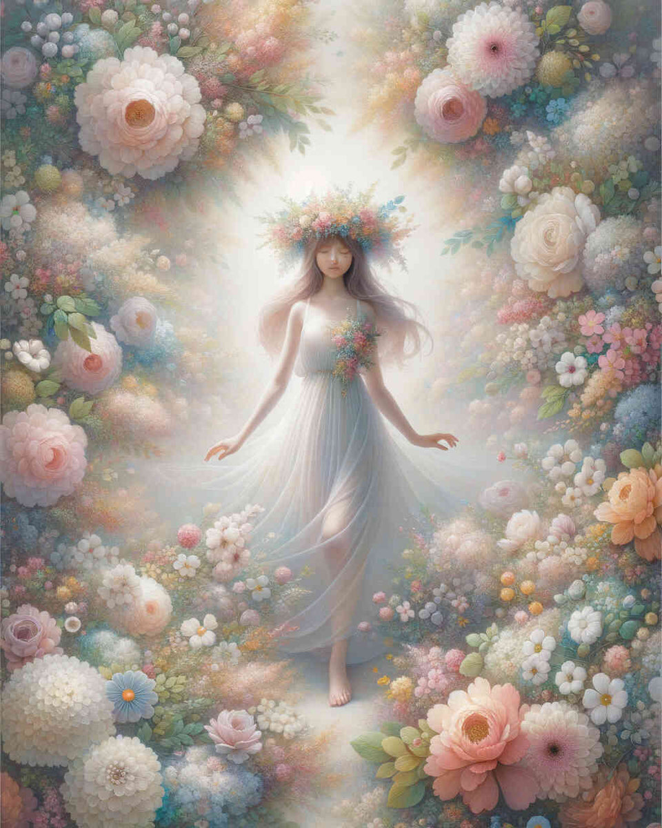 Paint by Numbers - Girl surrounded by flowers