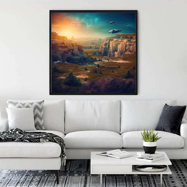 Malen nach Zahlen - Fantasylandschaft Green - hochwertige Leinwand - 170523, fantasy, landschaft, Neu eingetroffen, Quadratisch, star wars