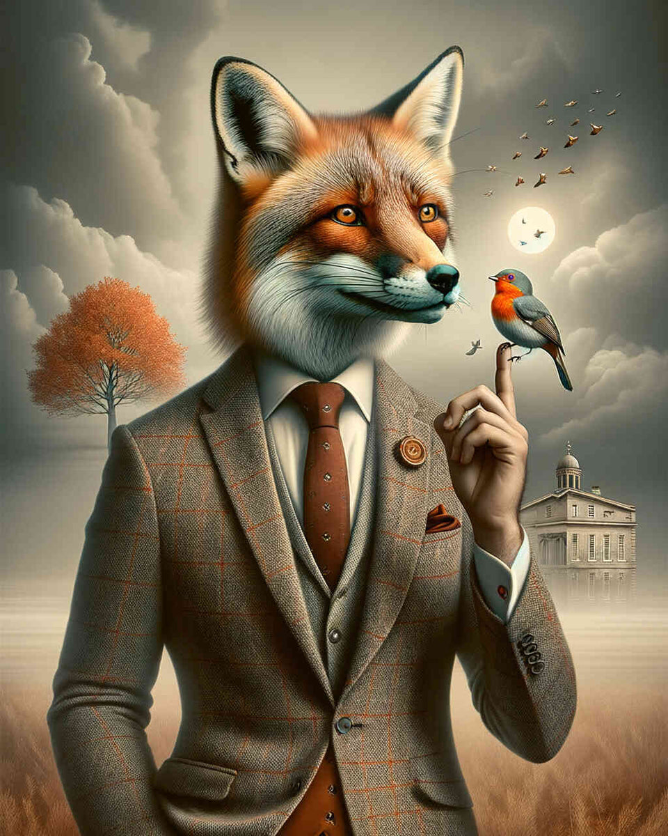 Fox with suit and bird - Paint by Numbers