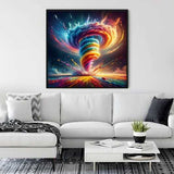 Paint by Numbers kit featuring vibrant abstract tornado artwork called 