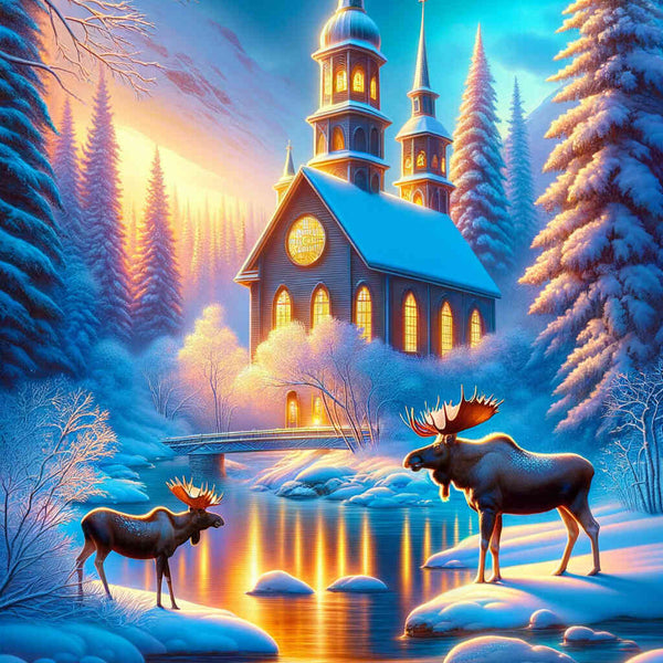 Paint by Numbers - Church in Winter Elche