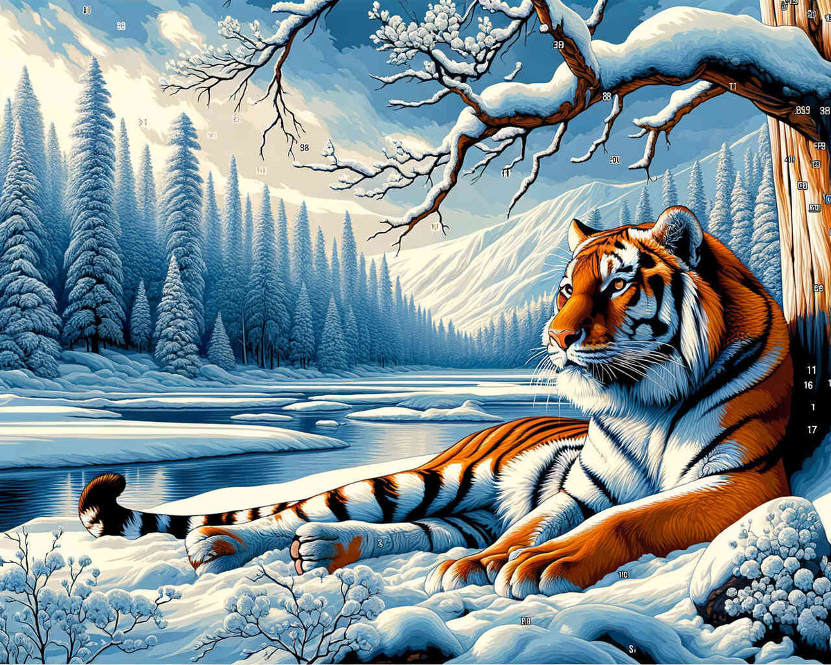 Paint by Numbers - Tiger in snowy landscape