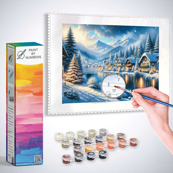 Paint by Numbers - Winter village on the river