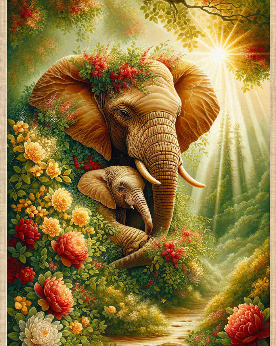 Paint by Numbers - Floral elephants