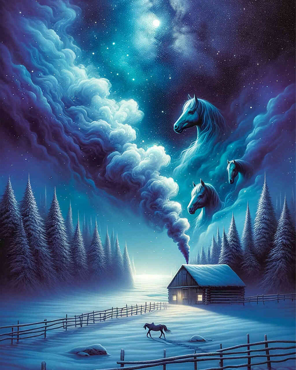 Paint by Numbers - Horses Smoke Winter