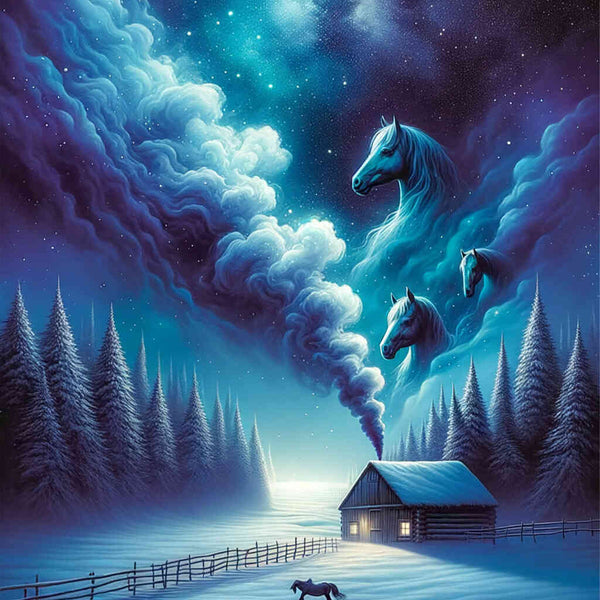 Paint by Numbers - Horses Smoke Winter