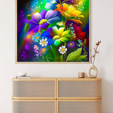 Malen nach Zahlen - Regenbogenblumen - hochwertige Leinwand - 170523, Blumen, Neu eingetroffen, Quadratisch