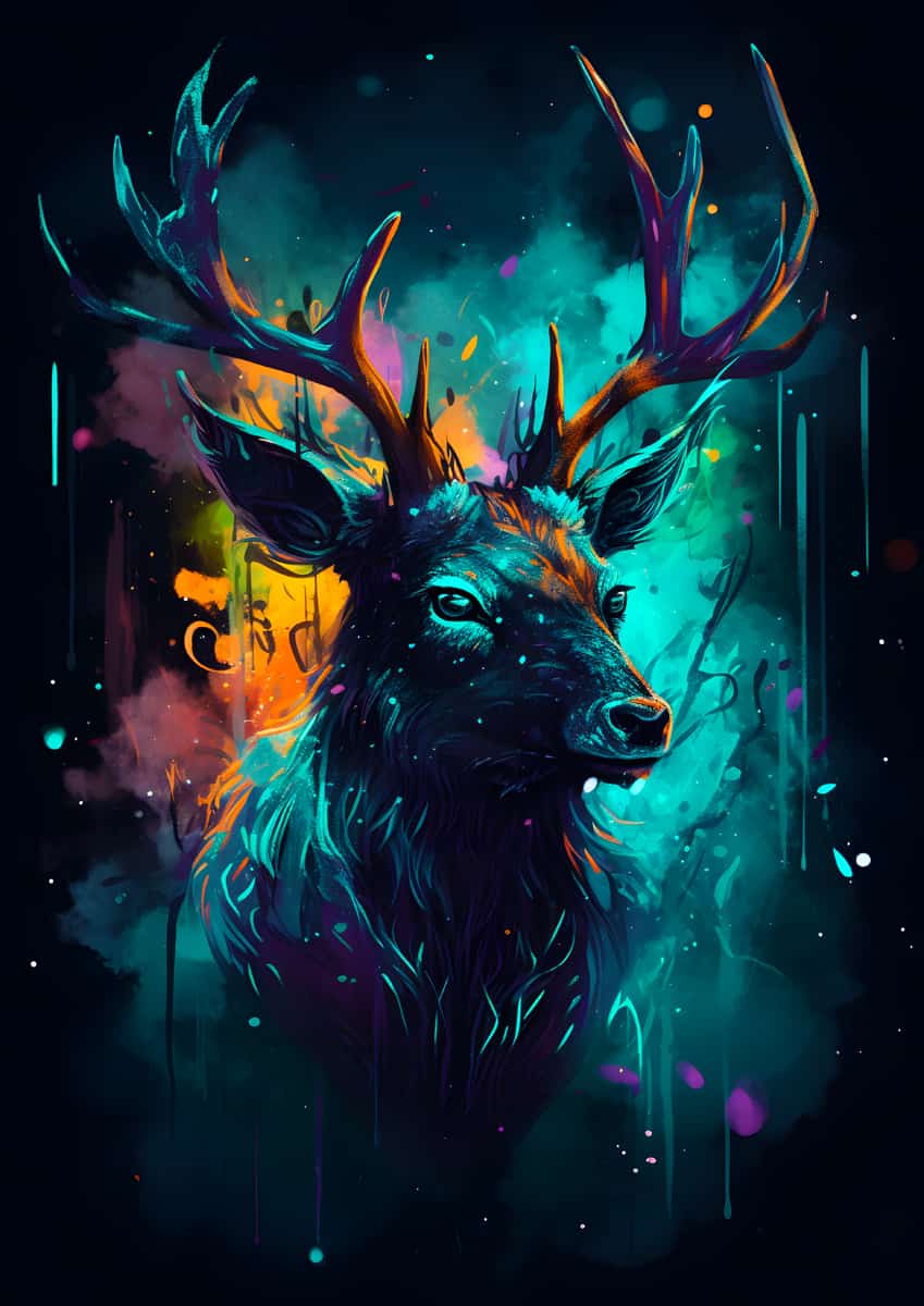 Diamond Painting Kit - Deer Portrait in the Night with Paint by Numbers Art on Professional Canvas