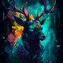 Diamond Painting Kit - Deer Portrait in the Night with Paint by Numbers Art on Professional Canvas