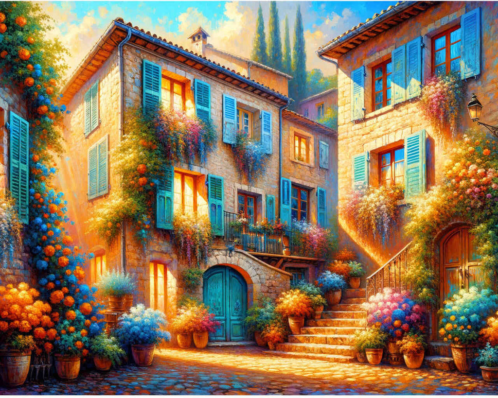 Paint by Numbers - Mediterranean village