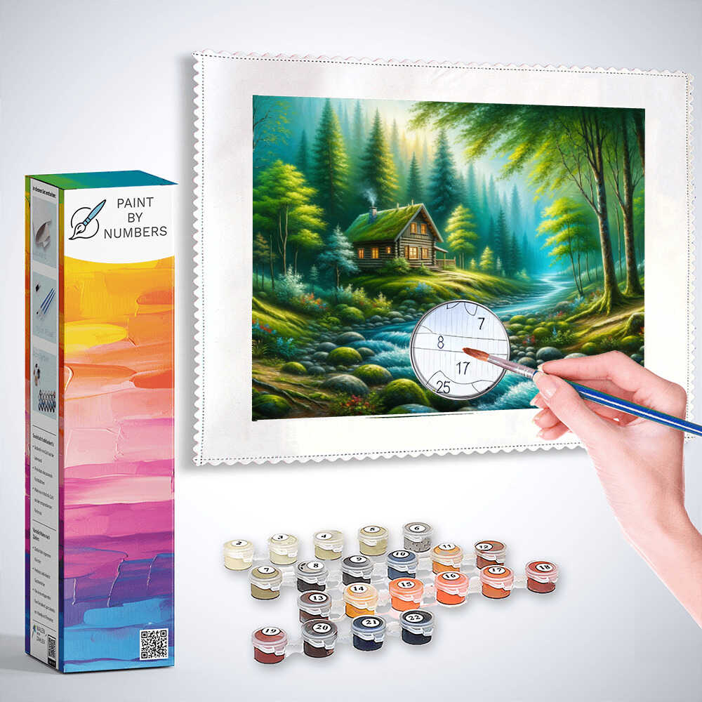 Paint by Numbers - Cottage in the forest by the river