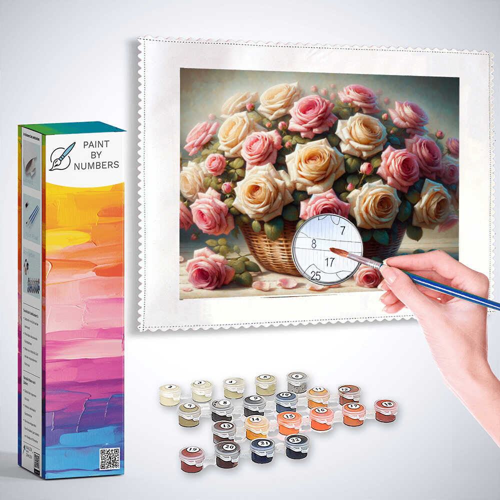 Paint by Numbers - A basket of roses