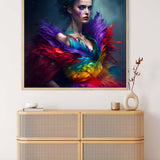 Malen nach Zahlen - Frau mit Regenbogenkleid am Abend - hochwertige Leinwand - 170523, Menschen, Neu eingetroffen, Quadratisch