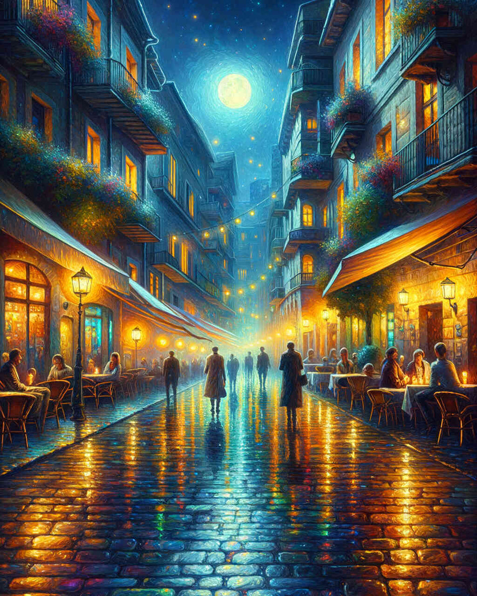 City by night, street - Paint by Numbers